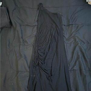 Asymmetrical Off the Shoulder Black Dress